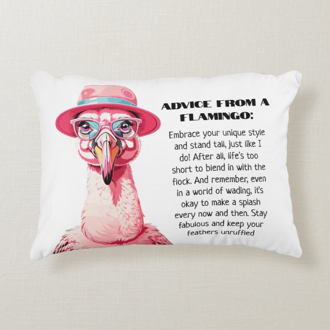 Funny Advice From A Flamingo Accent Pillow (Front)