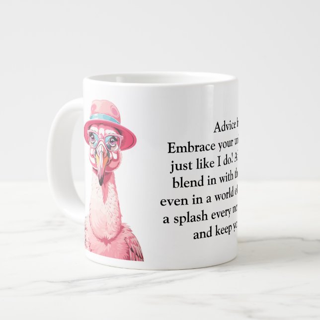 Funny Advice From A Flamingo Large Coffee Mug (Front Left)