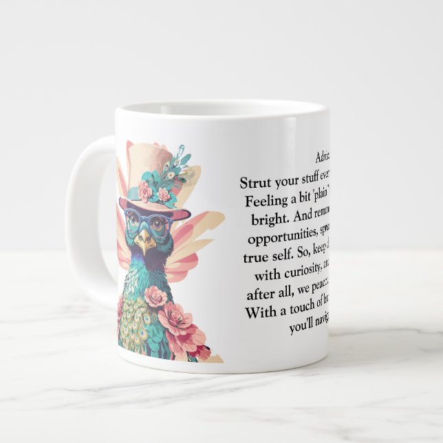 Funny Advice From A Peacock Large Coffee Mug (Front Left)