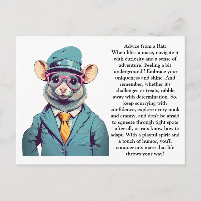 Funny Advice From A Rat Postcard (Front)