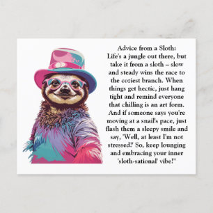 Funny Advice From A Sloth Postcard