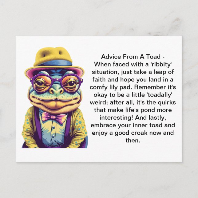 Funny Advice From A Toad Postcard (Front)