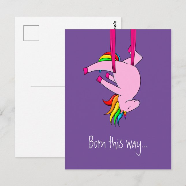 Funny Aerial Silks Unicorn Born This Way Postcard (Front/Back)