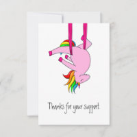 Funny Aerial Silks Unicorn Thank You Card