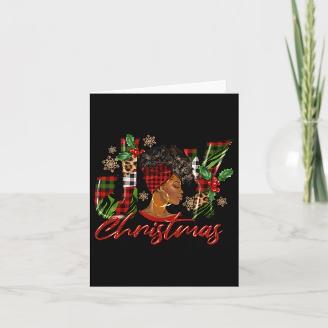 Funny African American Joy Christmas Black Woman A Card (Front)
