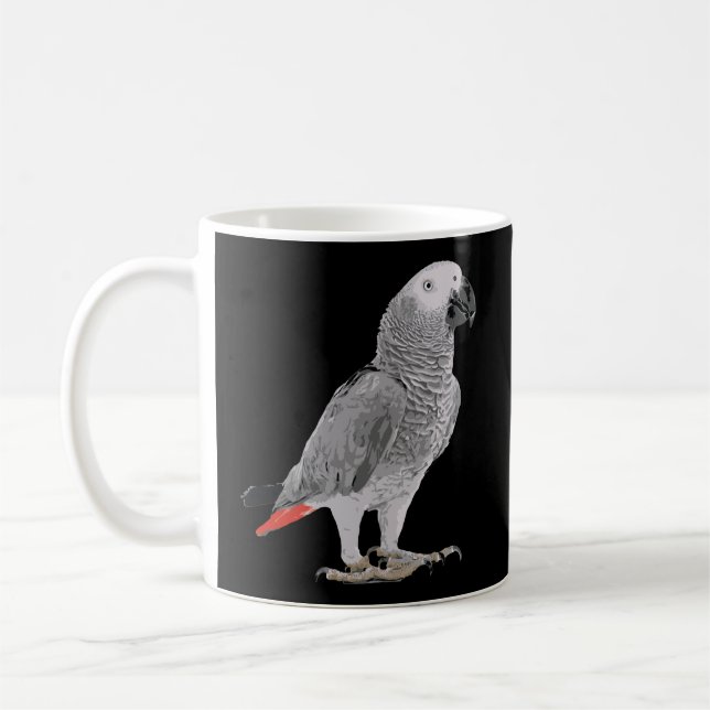 Funny African Grey Parrot Bird Hoodie Womens Mens Coffee Mug (Left)
