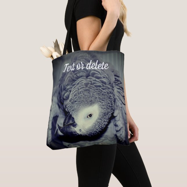 Funny African Grey Parrot Bird Personalized Tote Bag (Close Up)
