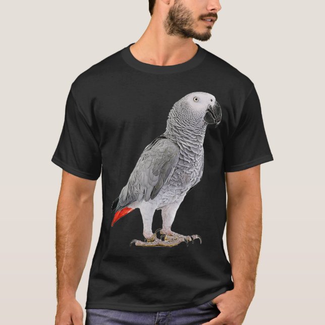 Funny African Grey Parrot Bird Shirt Womens Mens (Front)