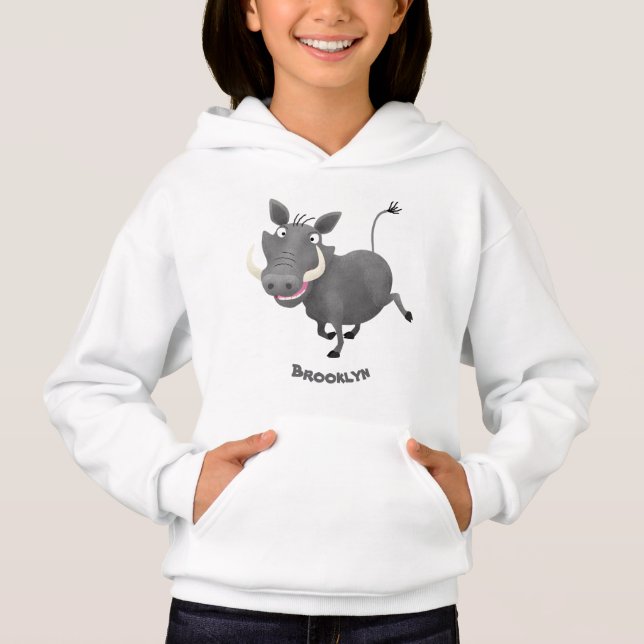 Funny african warthog pig cartoon illustration (Front)