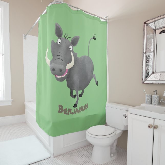 Funny african warthog pig cartoon illustration (In Situ)