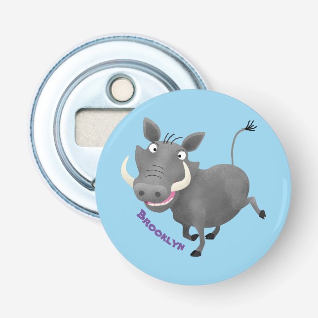Funny african warthog pig cartoon illustration bottle opener (Front)
