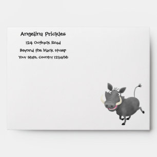Funny african warthog pig cartoon illustration envelope