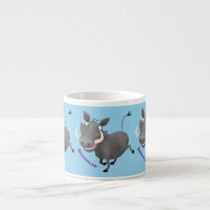 Funny african warthog pig cartoon illustration espresso cup