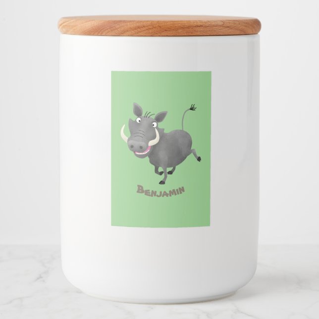 Funny african warthog pig cartoon illustration food label (Front)
