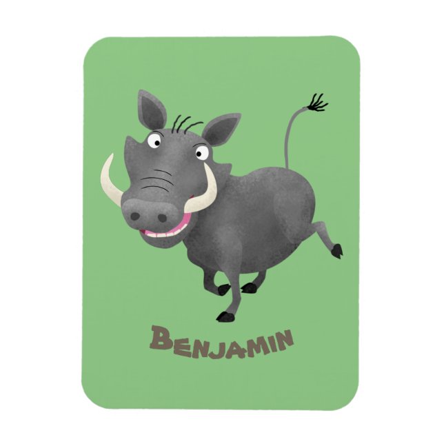 Funny african warthog pig cartoon illustration magnet (Vertical)