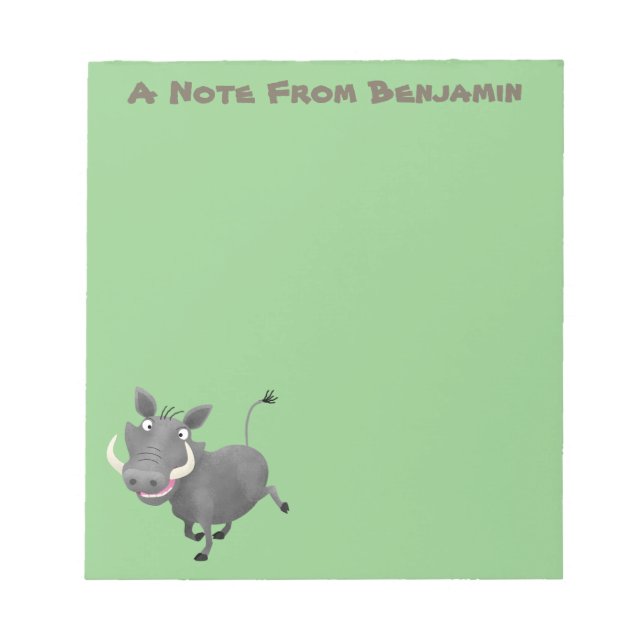 Funny african warthog pig cartoon illustration notepad (Front)