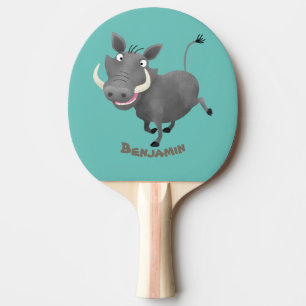 Funny african warthog pig cartoon illustration ping pong paddle
