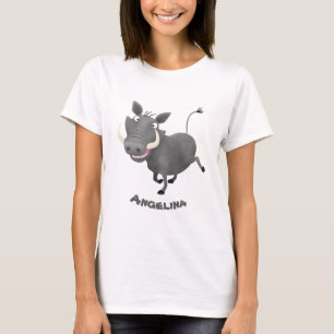 Funny african warthog pig cartoon illustration T-Shirt