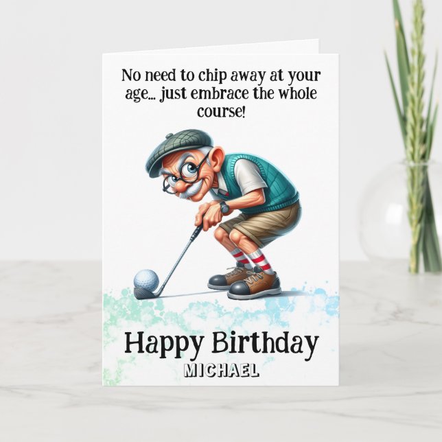 *~*  Funny Age Senior AP94  Golfer Birthday Card (Front)