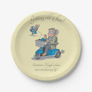 Funny  Aging  Over the Hill Old Woman Birthday Paper Plate