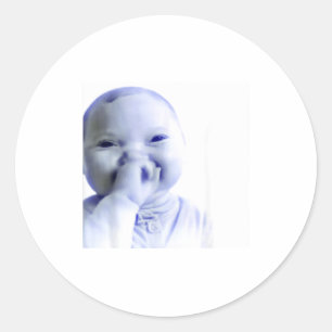 Funny Ai Baby Holding Laugh Meme Classic Round Sticker
