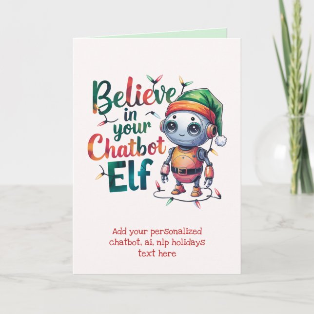 Funny Ai Chatbot Elf Carte de voeux Entreprise (Devant)