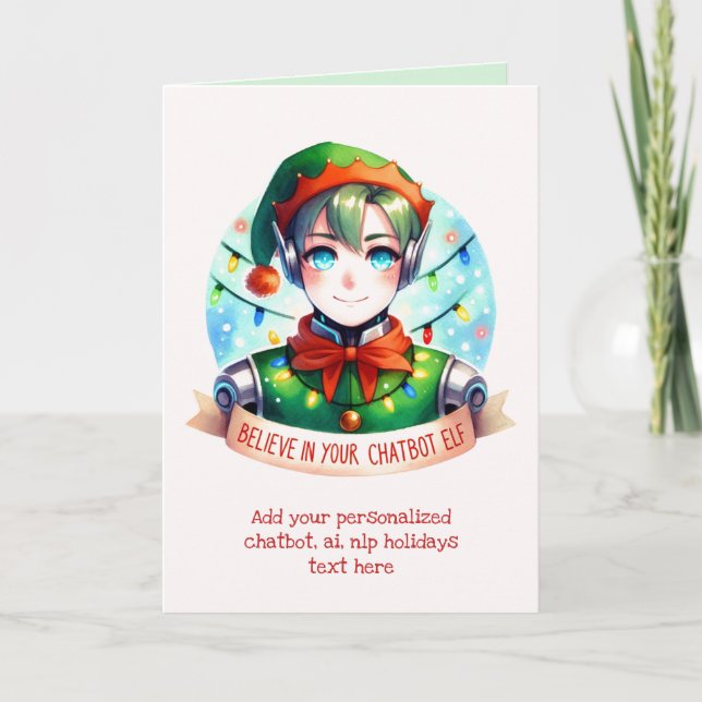 Funny Ai Chatbot Elf Carte de voeux Entreprise (Devant)