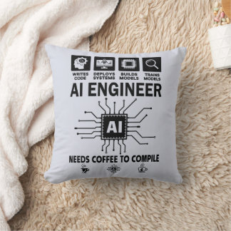 Funny AI Engineer Coding Programmer Developer Tech Throw Pillow