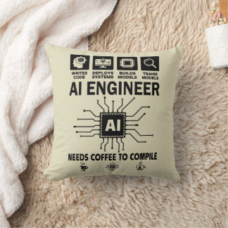 Funny AI Engineer Coding Programmer Developer Tech Throw Pillow
