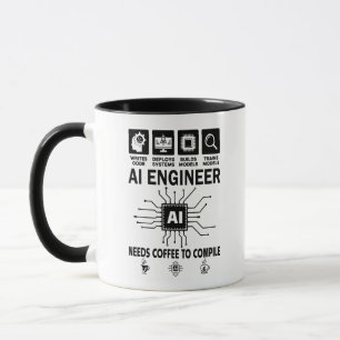 Funny AI Engineer Lover Needs Coffee To Compile Mug