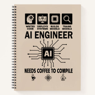 Funny AI Engineer Lover Needs Coffee To Compile Notebook