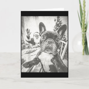 Funny Ai French Bulldog Selfie With Santa Claus Ch Card