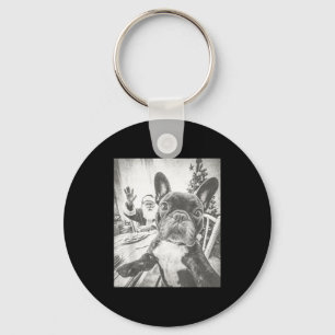 Funny Ai French Bulldog Selfie With Santa Claus Ch Keychain