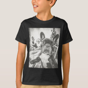 Funny Ai French Bulldog Selfie With Santa Claus Ch T-Shirt