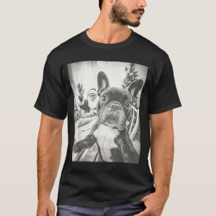 Funny Ai French Bulldog Selfie With Santa Claus Ch T-Shirt