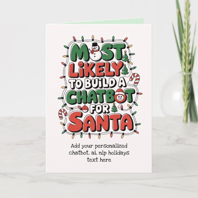 Funny Ai Père Noël Chatbot Carte de voeux Entrepri (Devant)