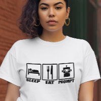 Funny AI Prompting T-Shirt | Black White Robot Eat