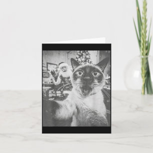 Funny Ai Siamese Cat Selfie With Santa Claus Chris Card