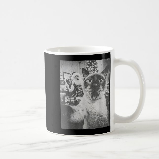Funny Ai Siamese Cat Selfie With Santa Claus Chris Coffee Mug (Right)