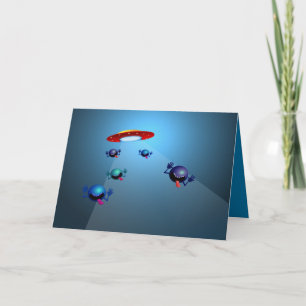Funny Ailens Invasion Greeting Card