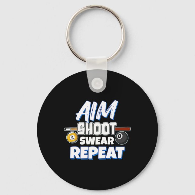 Funny Aim Pool Player Gift Billiard  Keychain (Front)
