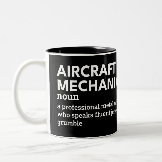Funny Aircraft Mechanic Definition Two-Tone Coffee Mug (Left)