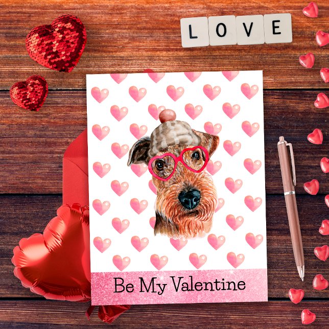 Funny Airedale Be My Valentine Dog Valentine's Day Holiday Postcard (Creator Uploaded)