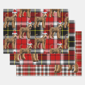 Funny Airedale Terrier Christmas Dog Holiday Plaid Wrapping Paper Sheet