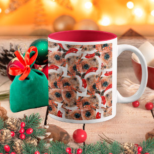 Funny Airedale Terrier Christmas Pattern Two-Tone Coffee Mug