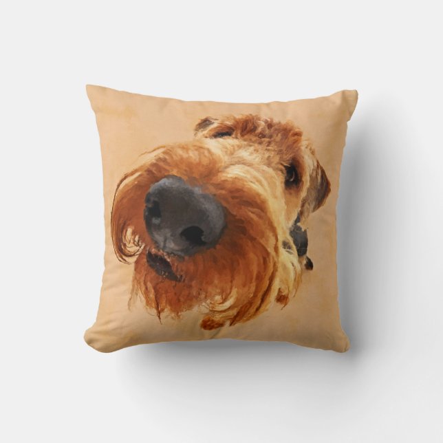 Funny  Airedale Terrier Throw Pillow (Front)