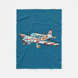 Funny Airplane Christmas Graphics Lights Lover  Fleece Blanket
