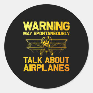 Funny Airplane Novelty For Men Women Plane Aviatio Classic Round Sticker
