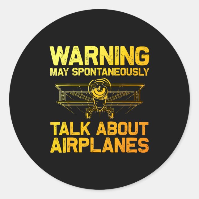 Funny Airplane Novelty For Men Women Plane Aviatio Classic Round Sticker (Front)