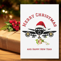 Funny Airplane Santa hat & Elf Custom Xmas Photo